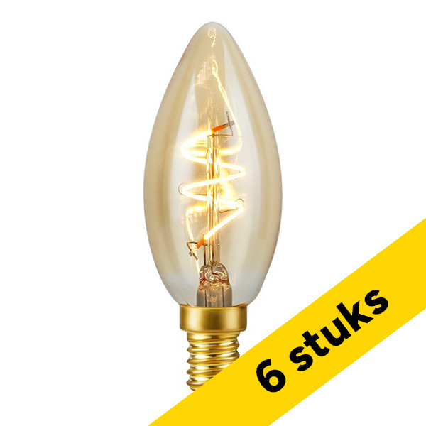 Aanbieding: 6x 123led LED lamp E14 | Kaars C35 | Filament | Goud | 2200K | Dimbaar | 2.9W (25W) LDR09493 - 1