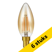 123led Aanbieding: 6x 123led LED lamp E14 | Kaars C35 | Filament | Goud | 2200K | Dimbaar | 4W (25W)  LDR09281