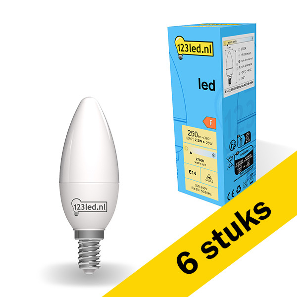 Aanbieding: 6x 123led LED lamp E14 | Kaars C35 | Mat | 2700K | 2.5W (25W) LDR01851 - 1