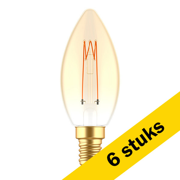123led Aanbieding: 6x 123led LED lamp E14 | Kaars C35 | Spiraal filament | Goud | 1800K | Dimbaar | 2.5W (15W)  LDR06492 - 1