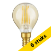 Aanbieding: 6x 123led LED lamp E14 | Kogel G45 | Filament | Goud | 2200K | Dimbaar | 3W (23W) LDR09305 - 1