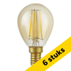 Aanbieding: 6x 123led LED lamp E14 | Kogel G45 | Filament | Goud | 2200K | Dimbaar | 4.7W (40W) LDR09307 - 1