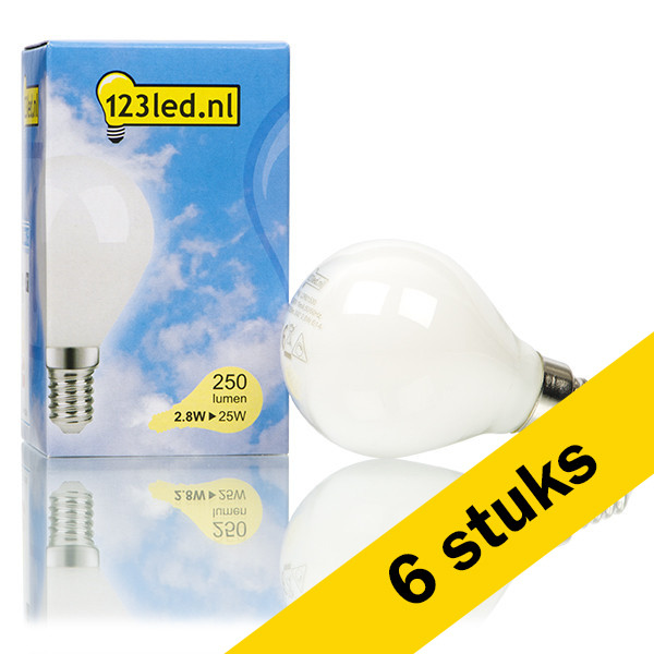 123led Aanbieding: 6x 123led LED lamp E14 | Kogel P45 | Mat | 2700K | Dimbaar | 2.8W (25W)  LDR01621 - 1