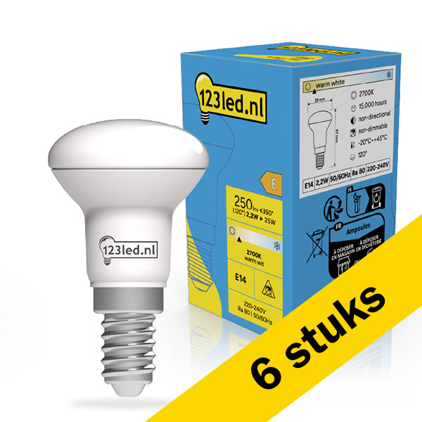 Aanbieding: 6x 123led LED lamp E14 | Reflector R39 | Mat | 2700K | 2.2W (25W) LDR02536 - 1
