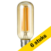 Aanbieding: 6x 123led LED lamp E27 | Buis T45 | Filament | Goud | 2200K | Dimbaar | 6.5W (45W) LDR09210 - 1