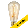 Aanbieding: 6x 123led LED lamp E27 | Edison ST64 | Filament | Goud | 2000K | Dimbaar | 5W (34W) LDR09108 - 1