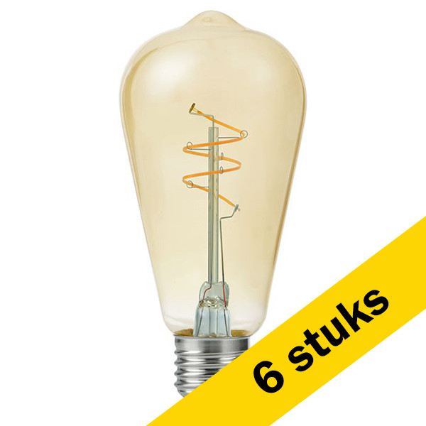 123led Aanbieding: 6x 123led LED lamp E27 | Edison ST64 | Filament | Goud | 2200K | Dimbaar | 4.2W (40W)  LDR09132 - 1