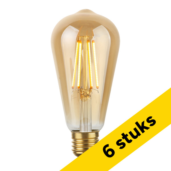 Aanbieding: 6x 123led LED lamp E27 | Edison ST64 | Filament | Goud | 2200K | Dimbaar | 8W (50W) LDR09505 - 1