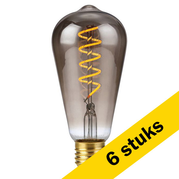 123led Aanbieding: 6x 123led LED lamp E27 | Edison ST64 | Filament | Smokey | 2200K | Dimbaar | 4W (16W)  LDR09086 - 1
