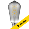 Aanbieding: 6x 123led LED lamp E27 | Edison ST64 | Spiraal filament | Smokey | 1800K | Dimbaar | 4.5W LDR06769 - 1