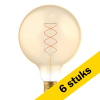 Aanbieding: 6x 123led LED lamp E27 | Globe G125 | Spiraal filament | 1800K | Dimbaar | 4W (25W) LDR06500 - 1