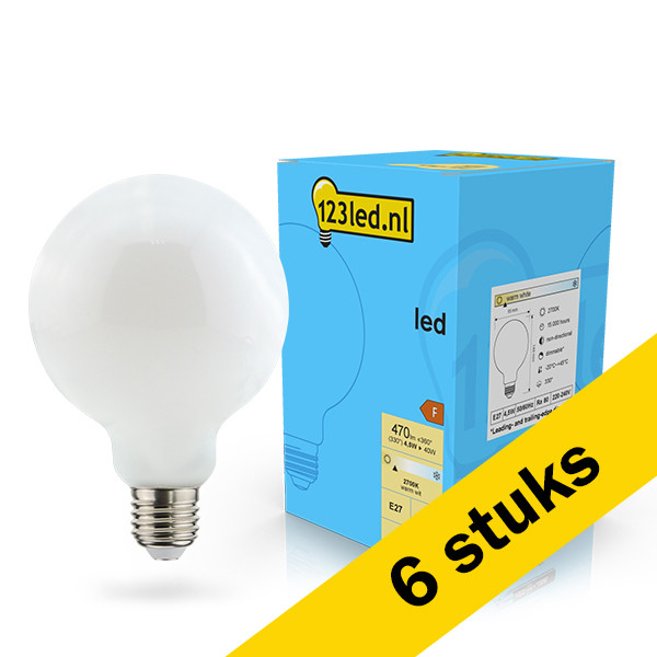 Aanbieding: 6x 123led LED lamp E27 | Globe G95 | Mat | 2700K | Dimbaar | 4.5W (40W) LDR02097 - 1