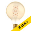 Aanbieding: 6x 123led LED lamp E27 | Globe G95 | Spiraal filament | 1800K | Dimbaar | 4W (25W) LDR06498 - 1