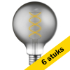 Aanbieding: 6x 123led LED lamp E27 | Globe G95 | Spiraal filament | Smokey | 1800K | Dimbaar | 4.5W LDR06771 - 1