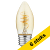Aanbieding: 6x 123led LED lamp E27 | Kaars C35 | Filament | Goud | 2200K | Dimbaar | 4.2W (40W) LDR09128 - 1