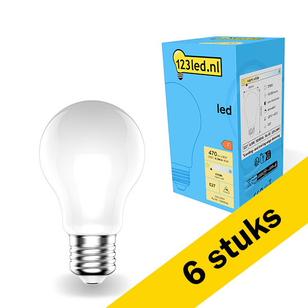 123led Aanbieding: 6x 123led LED lamp E27 | Peer A60 | Mat | 2700K | Dimbaar | 4.5W (40W)  LDR01779 - 1