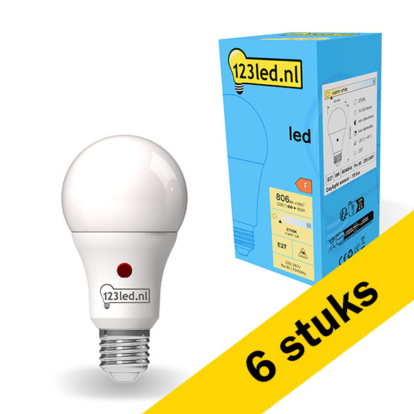 123led Aanbieding: 6x 123led LED lamp E27 | Peer A60 | Mat | Daglichtsensor | 2700K | 8W (60W)  LDR01845 - 1