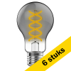 Aanbieding: 6x 123led LED lamp E27 | Peer A60 | Spiraal filament | Smokey | 1800K | Dimbaar | 4.5W LDR06767 - 1