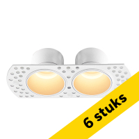 Aanbieding: 6x Inbouwarmatuur 2x GU10 MR11 | Trimless | Rond | 100 x 52 mm | incl. fitting | Kantelbaar | IP20 | Wit