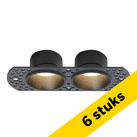 Aanbieding: 6x Inbouwarmatuur 2x GU10 MR11 | Trimless | Rond | 100 x 52 mm | incl. fitting | Kantelbaar | IP20 | Zwart