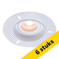 Aanbieding: 6x Inbouwarmatuur GU10 | Trimless | Rond | 80 mm | incl. fitting | Kantelbaar | IP20 | Wit