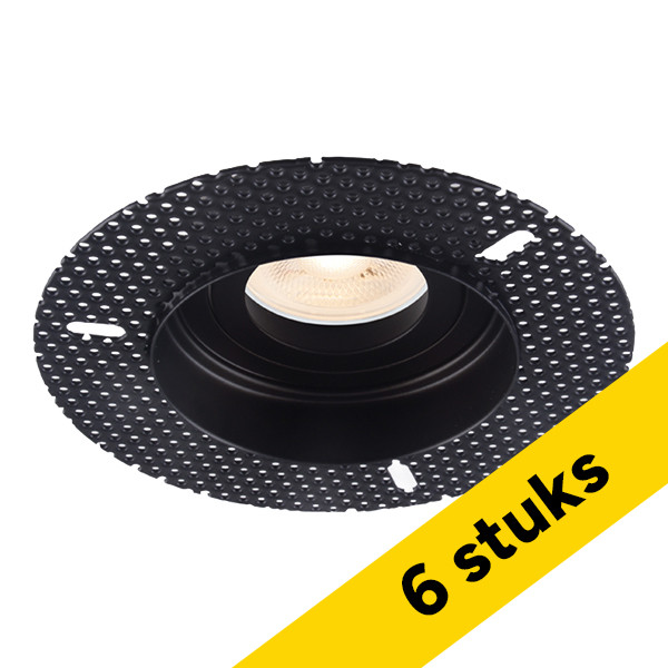 Aanbieding: 6x Inbouwarmatuur GU10 | Trimless | Rond | 80 mm | incl. fitting | Kantelbaar | IP20 | Zwart LDR08279 - 1