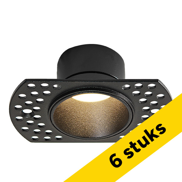 Aanbieding: 6x Inbouwarmatuur GU10 MR11 | Trimless | Rond | 52 mm | incl. fitting | Kantelbaar | IP20 | Zwart LDR08303 - 1