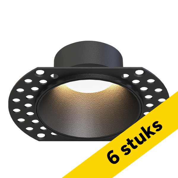 Aanbieding: 6x Inbouwarmatuur GU10 MR11 | Trimless | Rond | 62 mm | incl. fitting | IP44 | Zwart LDR08311 - 1