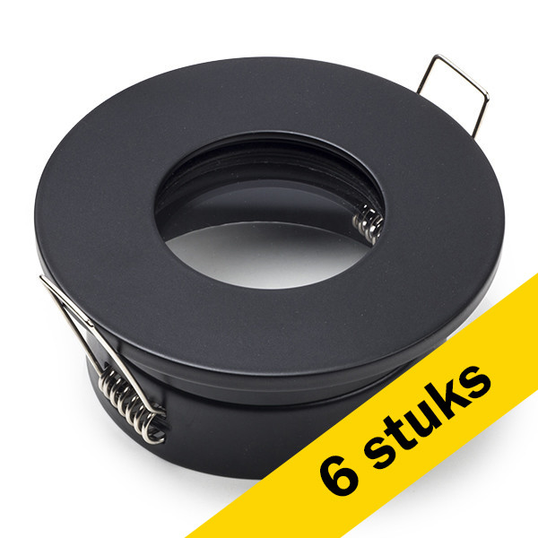 123led Aanbieding: 6x Led inbouwarmatuur | Rond | Zwart | GU10 fitting | Ø 68 mm | IP65  LDR08151 - 1