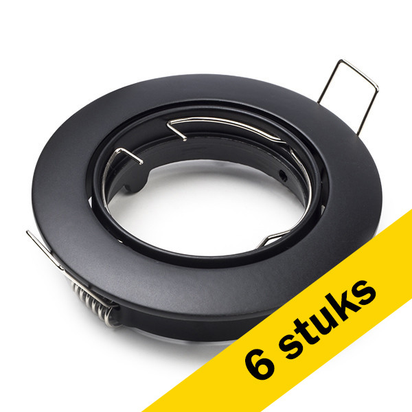 123led Aanbieding: 6x Led inbouwarmatuur | Rond | Zwart | GU10 fitting | Ø 75 mm | IP20  LDR08137 - 1