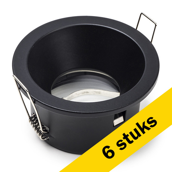 123led Aanbieding: 6x Led inbouwarmatuur | Rond diep | Zwart | GU10 fitting | Ø 75mm | IP65  LDR08157 - 1