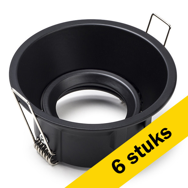 123led Aanbieding: 6x Led inbouwarmatuur | Rond diep | Zwart | GU10 fitting | Ø 85 mm | IP20  LDR08143 - 1