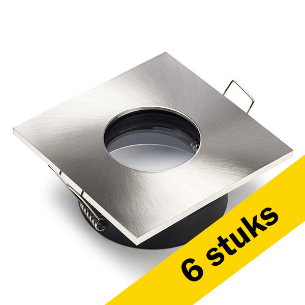123led Aanbieding: 6x Led inbouwarmatuur | Vierkant | Nikkel | GU10 fitting | Ø 68mm | IP65  LDR08155 - 1