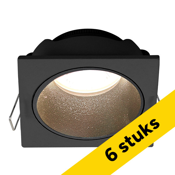 Aanbieding: 6x Led inbouwarmatuur | Vierkant | Zwart | GU10 MR11 fitting | Ø 52 mm | IP20 LDR08319 - 1