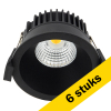 Aanbieding: 6x Led inbouwspot | Rond | 1800-3000K | Zwart | Diep | Ø 68mm | IP44 | Dimbaar | 6W