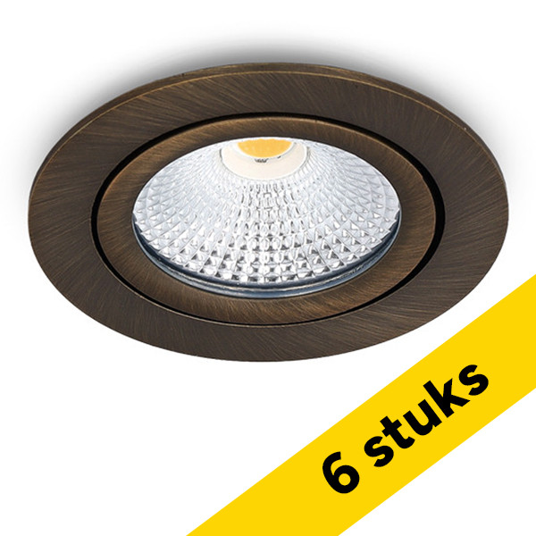 Aanbieding: 6x Led inbouwspot | Rond | 2700K-3000K-4000K | Brons | Ø 75 mm | IP65 | Dimbaar | 5W LDR02446 - 1