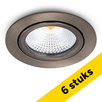 Aanbieding: 6x Led inbouwspot | Rond | 2700K-3000K-4000K | Gun Metal geborsteld | Ø 75 mm | IP65 | Dimbaar | 5W LDR02442