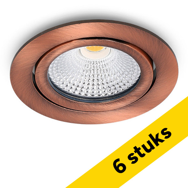 Aanbieding: 6x Led inbouwspot | Rond | 2700K-3000K-4000K | Rose Gold | Ø 75 mm | IP65 | Dimbaar | 5W LDR02444 - 1