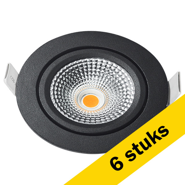 Aanbieding: 6x Led inbouwspot | Rond | 2700K-3000K-4000K | Zwart | Ø 75 mm | IP65 | Dimbaar | 5W LDR02436 - 1