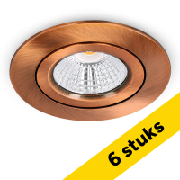 Aanbieding: 6x Led inbouwspot | Rond | 2700K | Brons | Ø 68mm | IP44 | Dimbaar | 6W LDR02269