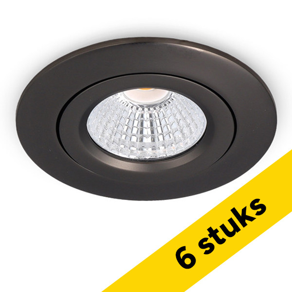 Aanbieding: 6x Led inbouwspot | Rond | 2700K | Gun metal | Ø 68mm | IP44 | Dimbaar | 6W LDR02265 - 1