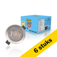 123led Aanbieding: 6x Led inbouwspot | Rond | 2700K | Nikkel | Ø 68mm | IP44 | Dimbaar | 5.5W  LDR01971