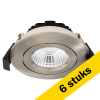 Aanbieding: 6x Led inbouwspot | Rond | 2700K | Nikkel | Ø 68mm | IP44 | Dimbaar | 6W