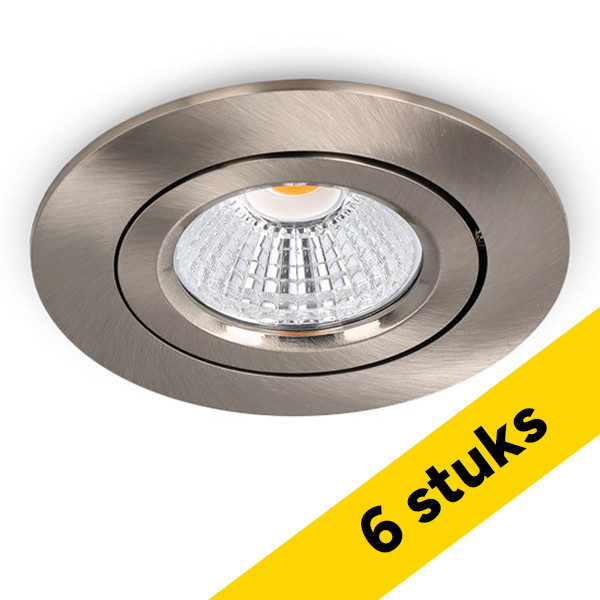Aanbieding: 6x Led inbouwspot | Rond | 2700K | Nikkel | Ø 68mm | IP44 | Dimbaar | 6W LDR02259 - 1