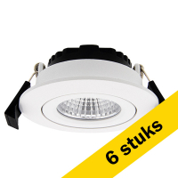 123led Aanbieding: 6x Led inbouwspot | Rond | 2700K | Wit | Ø 68mm | IP44 | Dimbaar | 6W  LDR02135