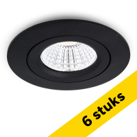 Aanbieding: 6x Led inbouwspot | Rond | 2700K | Zwart | Ø 68mm | IP44 | Dimbaar | 6W LDR02137