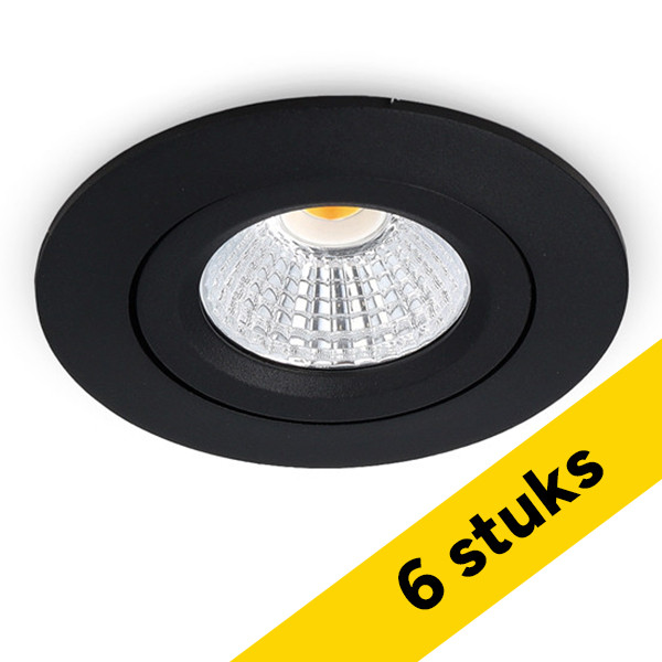Aanbieding: 6x Led inbouwspot | Rond | Dim to Warm | 1800-3000K | Zwart | Ø 68mm | IP44 | Dimbaar | 6W LDR02141 - 1