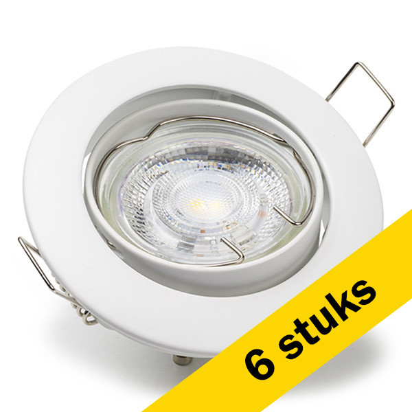 Aanbieding: 6x Led inbouwspot GU10 rond | Wit | 2700K | Dimbaar | IP20 | 4W (50W) LDR08401 - 1