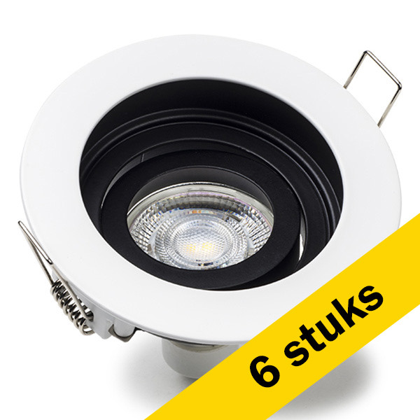 Aanbieding: 6x Led inbouwspot GU10 rond | Zwart/Wit | 2700K | Dimbaar | IP20 | 4W (50W) LDR08425 - 1