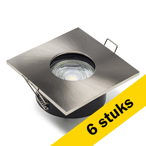Aanbieding: 6x Led inbouwspot GU10 vierkant | Nikkel | 1800-2700K | Dimbaar | IP65 | 4W (50W) LDR08455 - 1